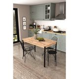 Dekorfim DF01113 Dekoratif Mutfak Masası 120X70 4-6 Kişilik Şık, Modern, Metal Ayaklı Salon Yemek Masası Atlantik Çam
