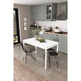 Dekorfim DF01113 Dekoratif Mutfak Masası 120X70 4-6 Kişilik Şık, Modern, Metal Ayaklı Salon Yemek Masası Beyaz