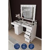 Dekorfim DF02115B Spot Işıklı Makyaj Masası 120 Cm Çekmeceli, Bölmeli, Aynalı, Beyaz Yatak Odası Düzenleyici