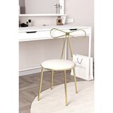 Dekorfim DF04102 Fiyonk Tasarımlı Metal Ayaklı Makyaj Sandalyesi Puflu Modern Dekoratif Sandalye - Altın