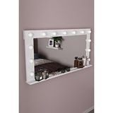 Dekorfim DF06104 Beyaz Işıklı Makyaj Aynası 120X60CM Raflı Hollywood Model Dekoratif LED Işıklı Duvar Aynası