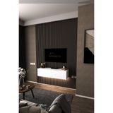 DEKORFİM DF17101 Duvara Monte LED Işıklı TV Ünitesi İki Kapaklı TV Sehpası Modern 2 Dolaplı Beyaz Alt Ünite