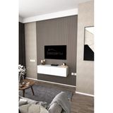 Dekorfim Df17101 Duvara Monte Tv Ünitesi İki Kapaklı Tv Sehpası Modern Duvar Dolaplı Beyaz Tv Alt Ünitesi