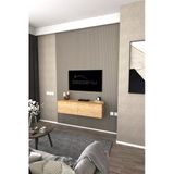 Dekorfim Df17101 Duvara Monte Tv Ünitesi İki Kapaklı Tv Sehpası Modern Duvar Dolaplı Safir Tv Alt Ünitesi