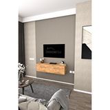 Dekorfim Df17101 Duvara Monte Tv Ünitesi Kapaklı Raflı Tv Sehpası Modern Duvar Raflı Tv Alt Ünitesi Atlantik Çam Beyaz