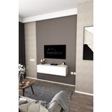 Dekorfim DF17101 Duvara Monte Tv Ünitesi Kapaklı Raflı Tv Sehpası Modern Duvar Raflı Tv Alt Ünitesi - Beyaz