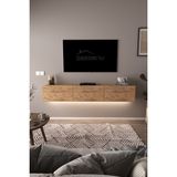 Dekorfim DF17103 3 Dolaplı Duvara Monte Led'li Tv Ünitesi 180 cm Modern Askılı Dekoratif, Şık Stilde Tv Sehpası Atlantik Çam