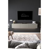 Dekorfim DF17103 3 Dolaplı Duvara Monte Tv Ünitesi 180 cm Modern Askılı Dekoratif, Şık Stilde Tv Sehpası Gri