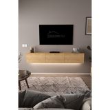 Dekorfim DF17103 3 Dolaplı Duvara Monte Tv Ünitesi 180 cm Modern Askılı Dekoratif, Şık Stilde Tv Sehpası Safir Meşe