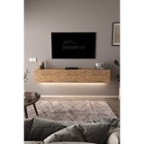 Dekorfim Df17103 Dolaplı Duvara Monte Tv Ünitesi 180 Cm Modern Askılı Dekoratif Stil Tv Sehpası Atlantik Çam Beyaz
