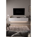 Dekorfim DF17103 Dolaplı Duvara Monte Tv Ünitesi 180 cm Modern Askılı Dekoratif Stil Tv Sehpası Beyaz