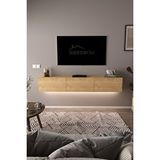 Dekorfim Df17103 Dolaplı Duvara Monte Tv Ünitesi 180 Cm Modern Askılı Dekoratif Stil Tv Sehpası Safir Meşe Beyaz