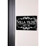 DekorHane Metal Baskı - Daire Villa Kapı Önü İsimliği, Kişiselleştirilebilir İsim Numaralı Ev Dekorasyon