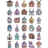 Dekorif 30 Adet Ahşap Kuş Evi Sticker Seti - Laptop, Defter ve Telefon Için