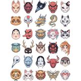 Dekorif 30 Adet Japon Ruh Maskesi Sticker Seti - Laptop ve Defter Içi