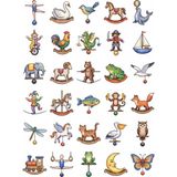 Dekorif 30 Adet Nostaljik Ahşap Denge Oyuncağı Sticker Seti - Defter, Laptop, Ajanda Için