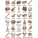 Dekorif 30 Adet Nostaljik Oyuncak Müzik Aleti Sticker Seti - Laptop, Defter, Ajanda Için