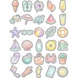 Dekorif 30 Adet Pastel Sulu Boya Yaz Tatili Sticker Seti - Laptop Defter Valiz Için