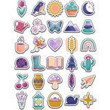 Dekorif 30 Adet Suluboya Boho Doğa Sticker Seti - Laptop Defter Telefon