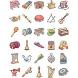 Dekorif 30 Adet Vintage Oyuncak Müzik Aletleri Sticker Seti - Laptop, Defter, Ajanda