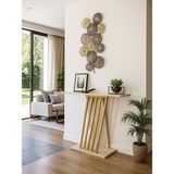 Dekorister Gravity Traverten Desenli Gold Metal Dresuar - Modern Antre/hol Konsolu - Antrasit