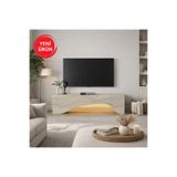 Dekorister Mara LED'li Tv Sehpa & Ünitesi, Modern Tasarım, Kolay Kurulum Salon Mobilyası Traverten 150 cm
