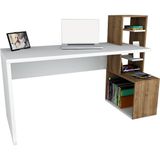 Dekorister Side Beyaz-Ceviz Çalışma Masası