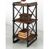 Dekoriye Metal Ahşap Raf Ünitesi 3 Katlı Kitaplık 98X50X25 cm – Endüstriyel Dekoratif Kitaplık ve Duvar Rafı - Ceviz