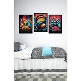 Dekorize Gamer Mdf 3 Parça 3 mm Çerçeve Görünümlü Bohem Tablo 3010 30 x 40 - Renkli