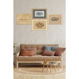 Dekorize Mdf 4 Parça Çerçeve Görünümlü Dini Ahşap Tablo Seti 30 x 40 - Renkli