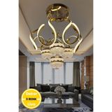 DEKORLİVE 3 Renk Modern Sarkıt Toplu Kelebekli Led, Ledli Avize Gold Nikelaj Kaplama Avize