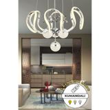 Dekorluna Oliver Kumandalı 3 Renk Işık Özellikli Modern Krom Kaplama Sarkıt Led Avize Salon Avize