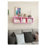 Dekormer Design Kitaplık Hediye Duvar Rafı Mobilya 90 Cm Pembe