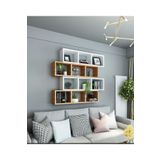 Dekormer Design Kitaplık Lux Yatay Duvar Rafı Kahve Beyaz 4 Lü Takım