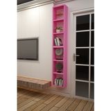Dekormer Design Kitaplık Mobilya Pembe Dikey Ikili Birleşik Duvar Rafı Takım