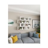 Dekormer Design Kitaplık Modern Duvar Rafı Salon Yatay 4 Lü Takım Beyaz
