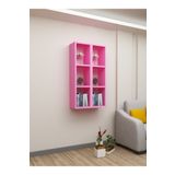 Dekormer Design Kitaplık Pembe Duvar Rafı Ikili Takım