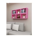 Dekormer Design Kitaplık Yan Pembe Renk Duvar Rafı Ikili Takım