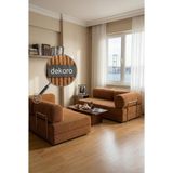 Dekoro Maxis 300X200 Haki Fitilli Kadife Modüler Kış Bahçesi Balkon Kanepesi Portatif L Köşe Sünger Koltuk 50 Dns Bondex Yıkanabilir Parçalı Minder Oturma Alanı Grubu