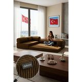 Dekoro Maxis 300X200 Kahverengi Fitilli Kadife Modüler Ofis Bekleme Salonu Koltuğu Kurumsal L Tipi Oturma Grubu 50 Dns Bondex Yüksek Kalite Lobi Mobilyası Leke Tutmaz Kanepe