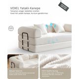 Dekoro Voxel 5in1 Akıllı Yataklı Kanepe, Fitilli Kadife, 50 Dns Bondex, Güçlendirilmiş Çelik Iskelet - Krem