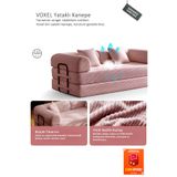 Dekoro Voxel 5in1 Akıllı Yataklı Kanepe, Fitilli Kadife, 50 DNS Bondex, Güçlendirilmiş Çelik İskelet