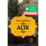 Dekorobi Ahşap Dekoratif Kesim Açık-Kapalı Yazısı - Turuncu
