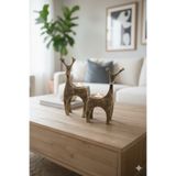 Dekoromi 2'li Geyik Mumluk Seti Altın Eskitme (10x19 ve 12x25cm) Hediyelik - Dekorasyon Biblo Figür