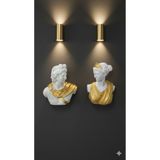 Dekoromi Dekoratif Duvar Büstü Diana ve Sezar Heykeli 2 Adet (40x29cm) Apollo Artemis Duvar Dekorasyon Biblo
