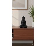 Dekoromi Dekoratif El Boyaması Buda Heykeli (22x15cm) Ev ve Ofis Dekorasyon Obje Biblo Siyah 22 x 16