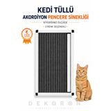 DEKORON Kedi Tüllü Pileli Plise Sürgülü Akordiyon Pencere Sinekliği 70x140 cm Ölçü Aralığı 3 Renk Seçenekli