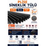 DEKORON Plise Sineklik Tülü 95 Gr 16 mm Siyah 2 m² – 200x100 cm 40 Boğum