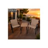 Dekoroom's DURU 1-1 BAHÇE BALKON MOBİLYASI,SEHPALI,SİYAH İSKELET,KUMAŞ RENGİ 03 CAPPUCCİNO