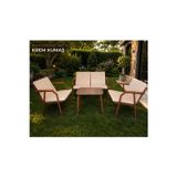 Dekoroom's DURU 2-1-1 BAHÇE BALKON MOBİLYASI,SEHPALI,KAHVE İSKELET,KUMAŞ RENGİ 05 KREM
